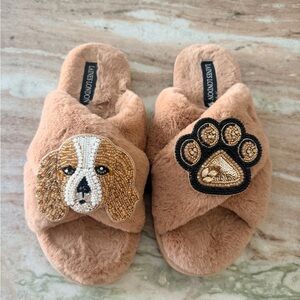 Laines London dog Embellished Slippers